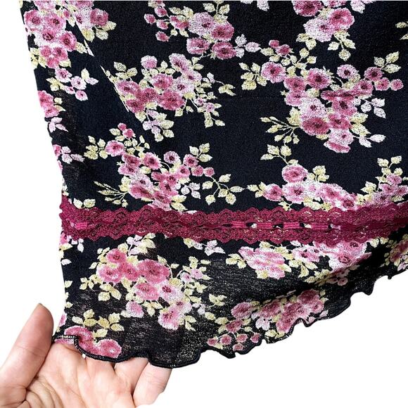 Vintage My Michelle Y2K Floral Rose Lace Grunge Whimsygoth Goth Midi Skirt USA - Picture 10 of 12